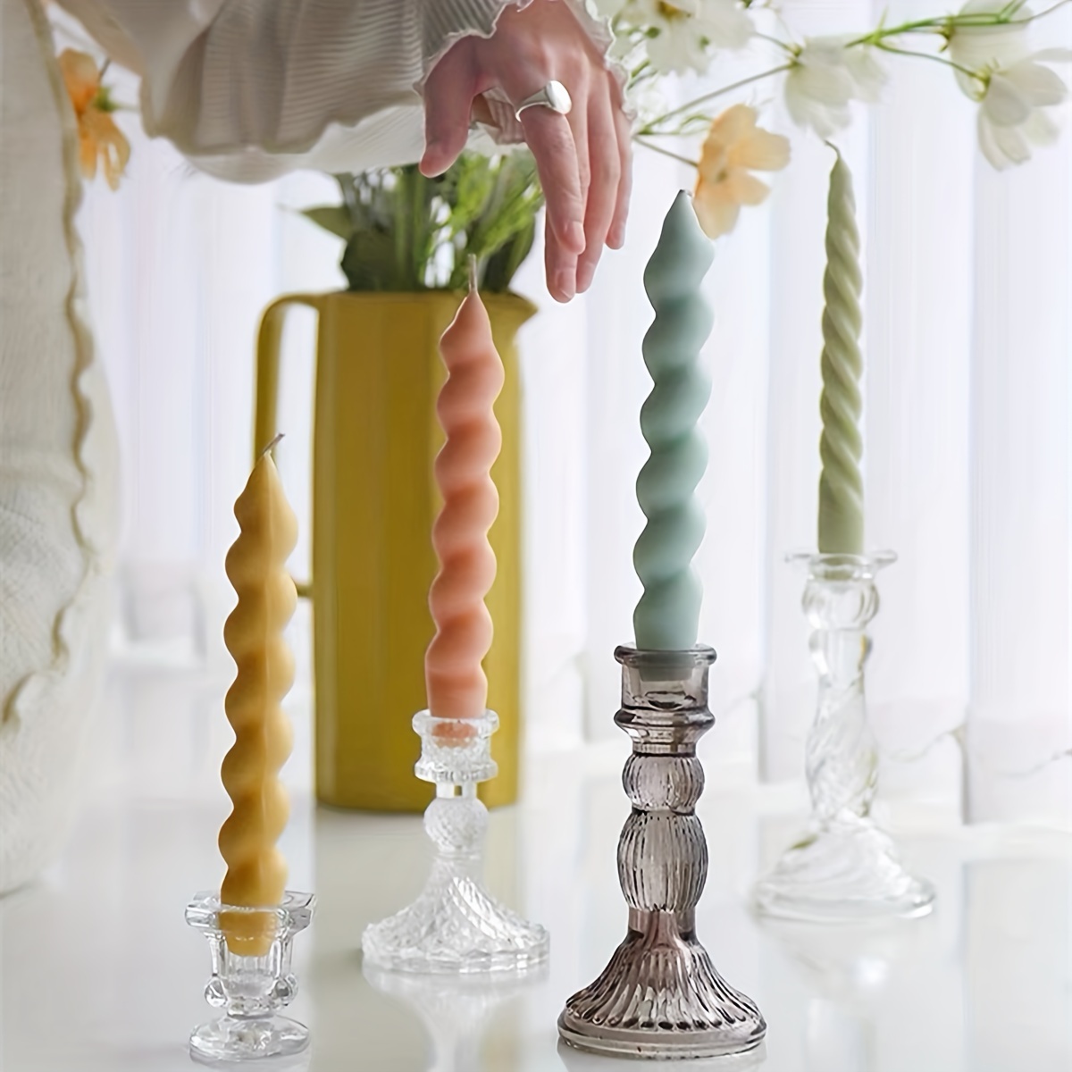 Cylindrical Tall Pillar Candle Molds Ribbed Aesthetic Twist