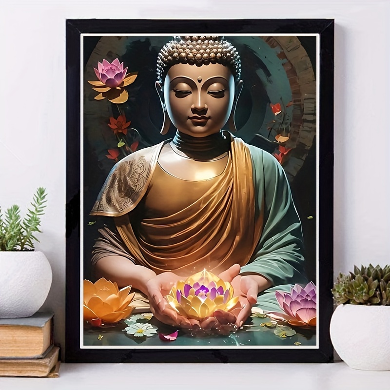 Statue de bouddha religieux en diamant, broderie, bricolage