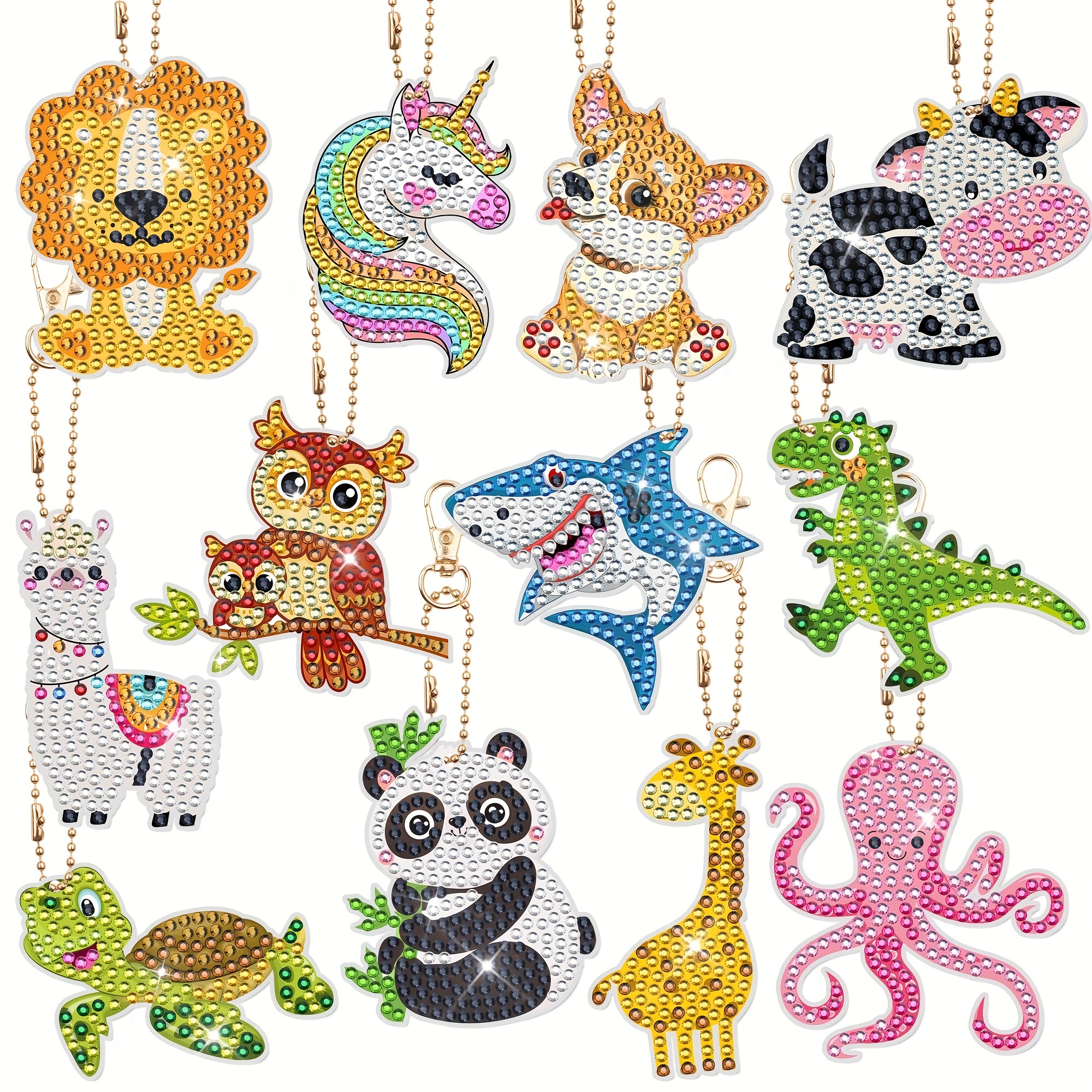 Diamond painting keychains for Kids for Boys (8 pack)