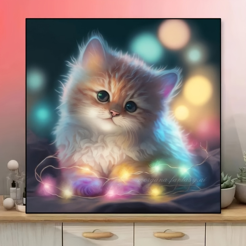 Diamond Painting Steampunk Cat Picture Of Rhinestone - Temu