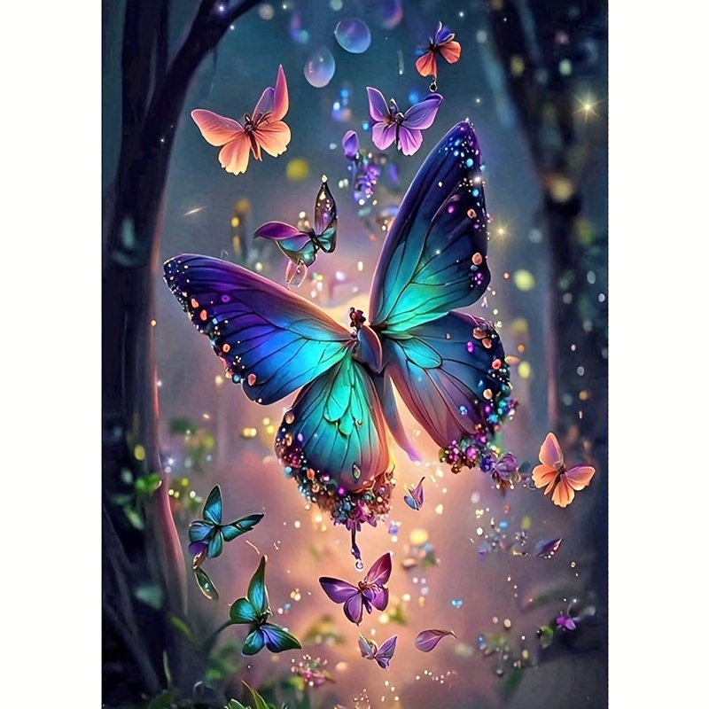 8pcs Butterfly Diamond Art, DIY Diamond Painting Kits 5D Butterfly Diamond  Painting Colorful Butterfly Girl Diamond Art Small Exquisite Butterfly