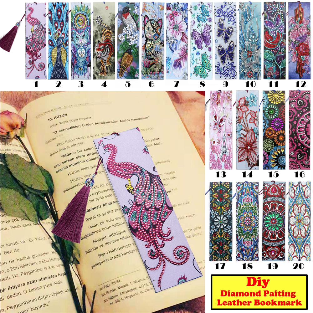 ANIFM 8 Pcs Diamond Painting Corner Bookmark Kits 5D DIY Diamond Art Bookmarks,Diamond Painting Kits for Adults,Bookmarks for Book Lovers Graduation