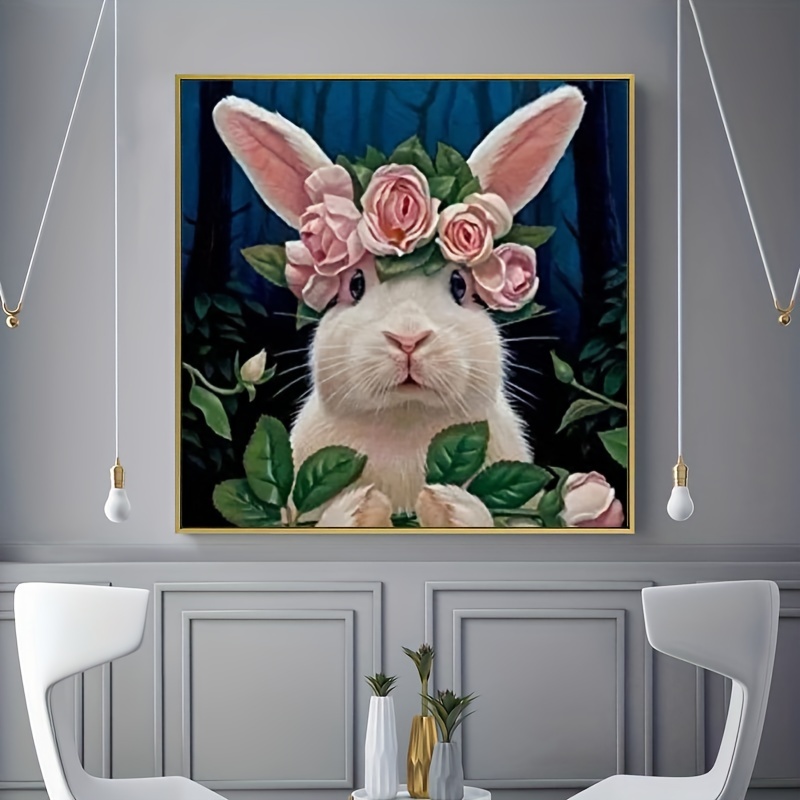 Cartoon Rabbit Pattern DIY Diamond Painting Without Frame, Cute Full Drill  Painting Wall Art For Beginners