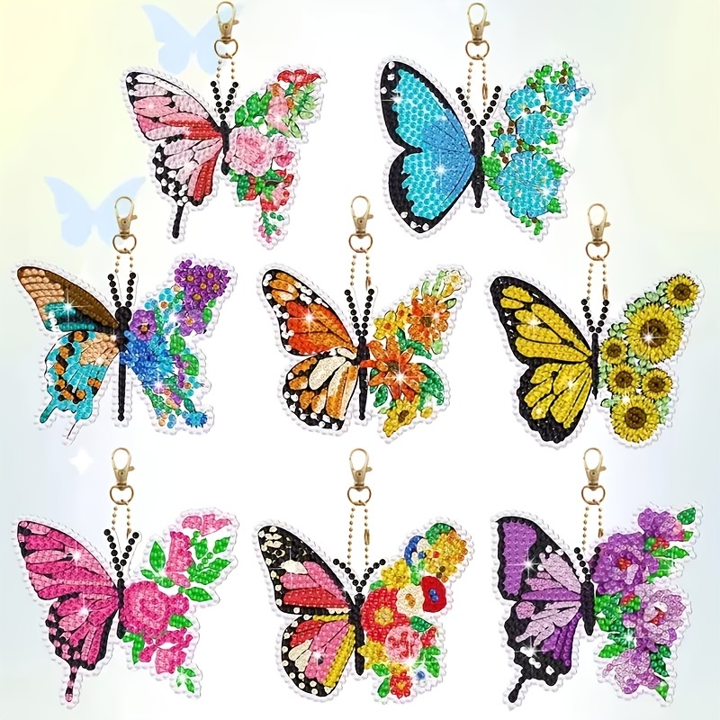 MTLEE 10 Sets 5D Diamond Painting Kits Keychain for Kids Make Your