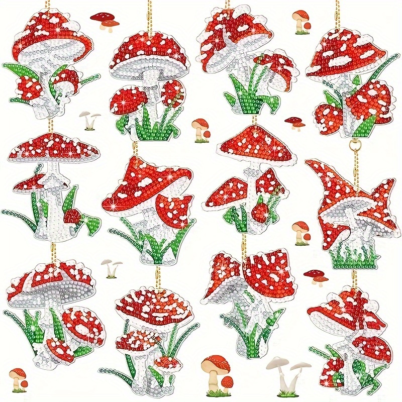 5d Artificial Diamond Painting Set Beautiful Mushroom Room - Temu