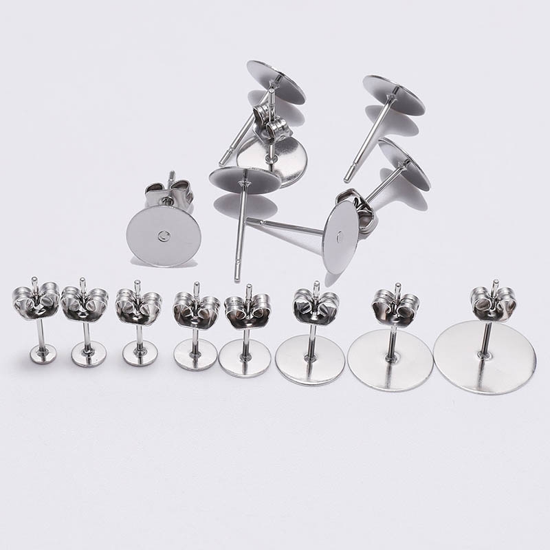 600 PCS 5MM Hypoallergenic Stainless Steel Earrings Posts Flat Pad Blank  Earring Pin Studs with Butterfly Earring Backs and Silicone Bullet Earring  Backs for Jewelry Making Findings 