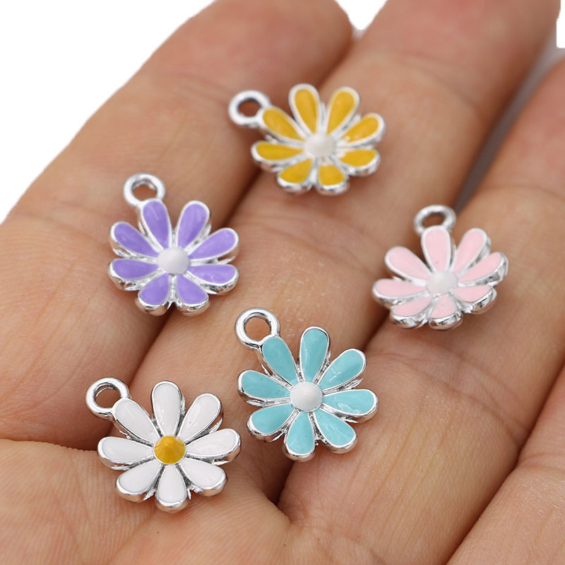 5PCS Mix Enamel Flower Charms For Earring namel Flower Charm