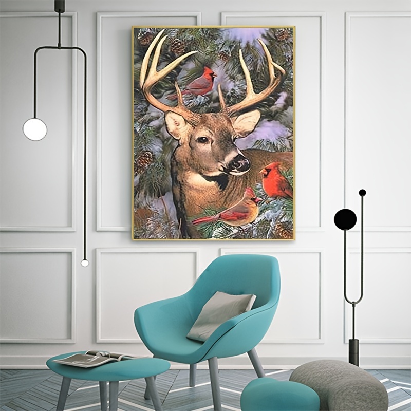 1pc 20*30cm DIY Artificial Diamond Painting Frameless Deer Diamond Painting  For Living Room Bedroom Decoration 7.87X11.8in/20X30cm