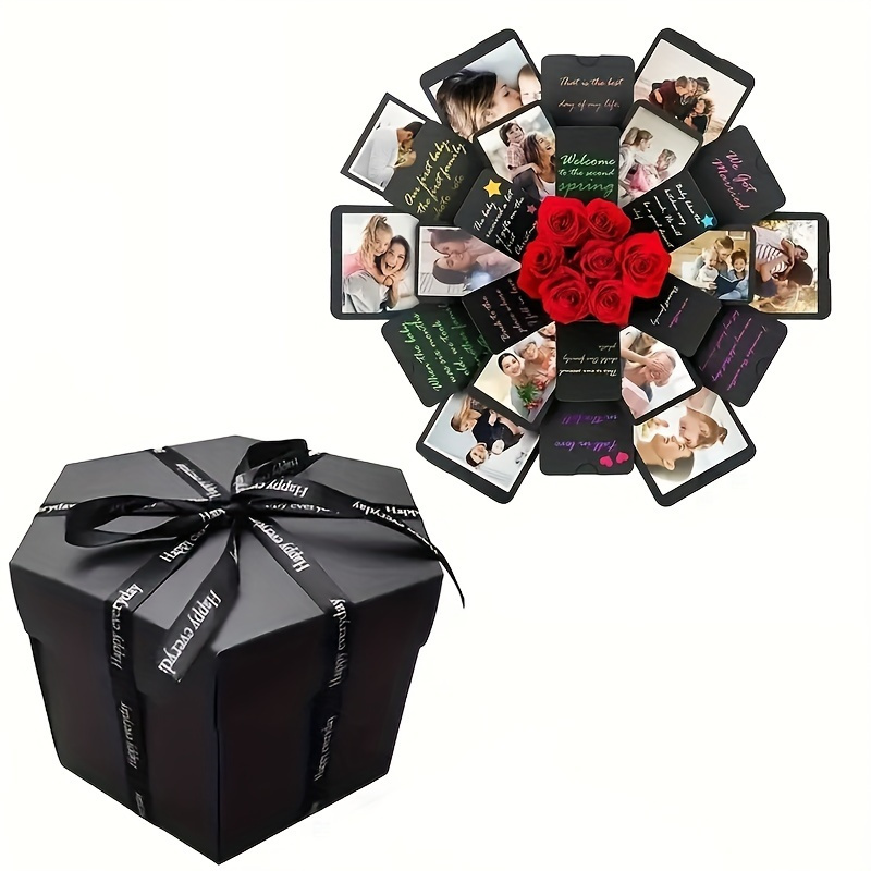 Caja de memoria de fotos personalizada, caja de álbum de fotos creativa,  caja de regalo de explosión, marco de fotos de madera, caja de memoria,  ideal