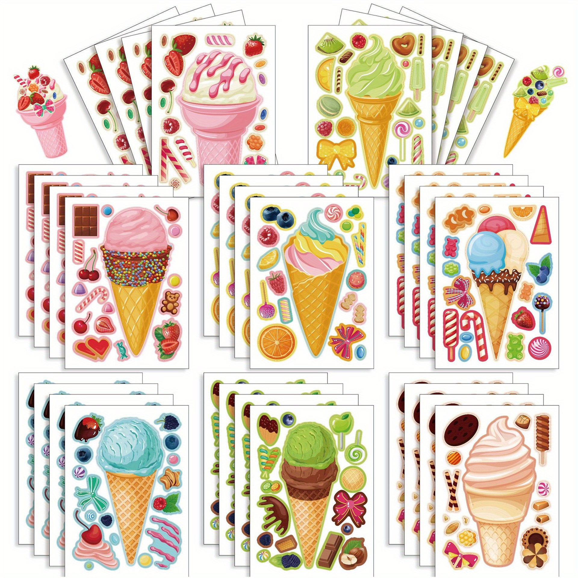 Ice Cream Resin Stickers, Cute Dessert Sticker