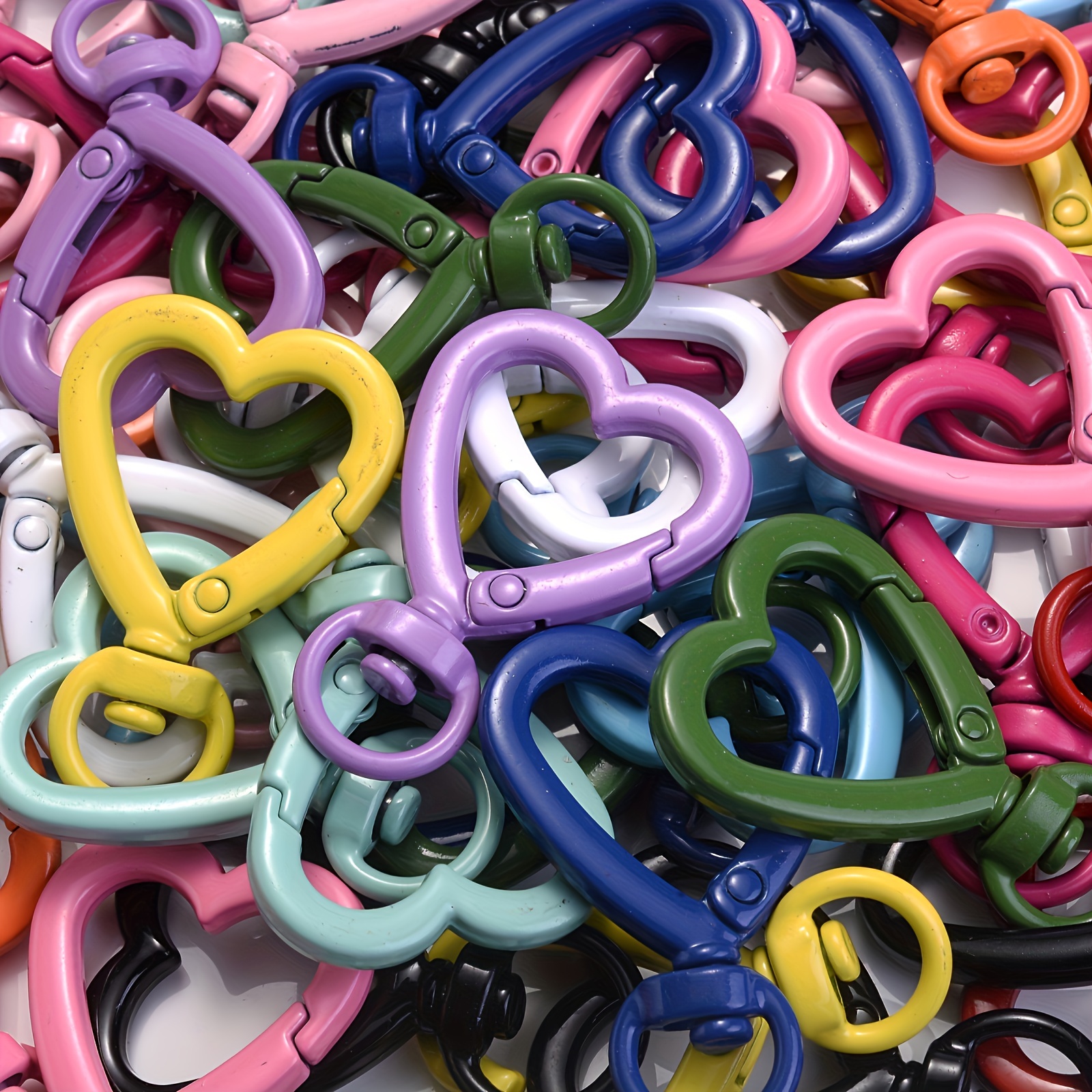 Y2k Heart Shape Keychain Clips Macaroon Color Carabiner - Temu