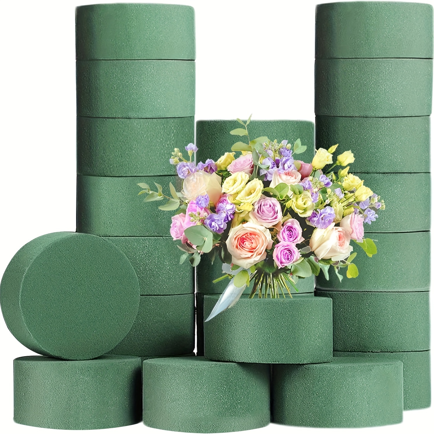 12 Pack Round Floral Foam in Single Bowl DIY Flower Arrangement Kit Wet Foam