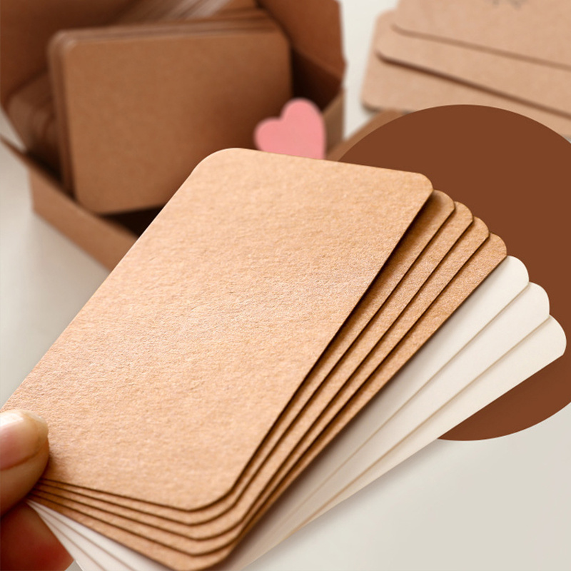  500 Pcs Blank Business Cards 3.5 x 2 Blank Index Study  Flashcards Small Note Cards Double Sided Available Words Card Message Notes  Paper Tags DIY Gift, Brown : Office Products