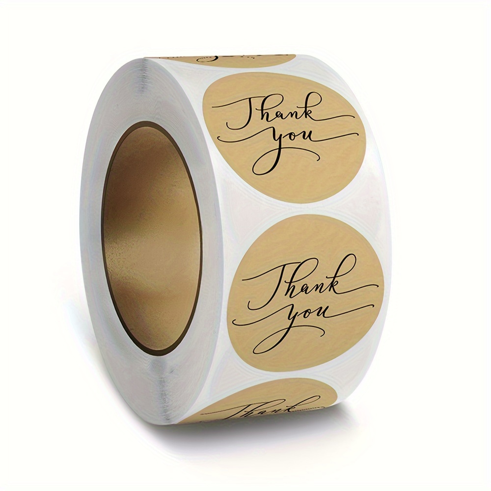 100-500pcs Thank You Stickers 3cm Gold Foil Handmade with Love