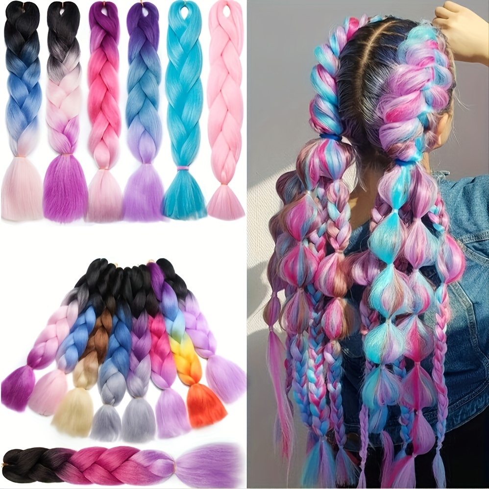 Y2k Rave Hairstyle Braids Hair Synthetic Hair Super Jumbo Hair Braids  Synthetic Yaki Texture Ombre Jumbo Braiding Hair Extensions:diy Various  Braided Hairstyles - Temu