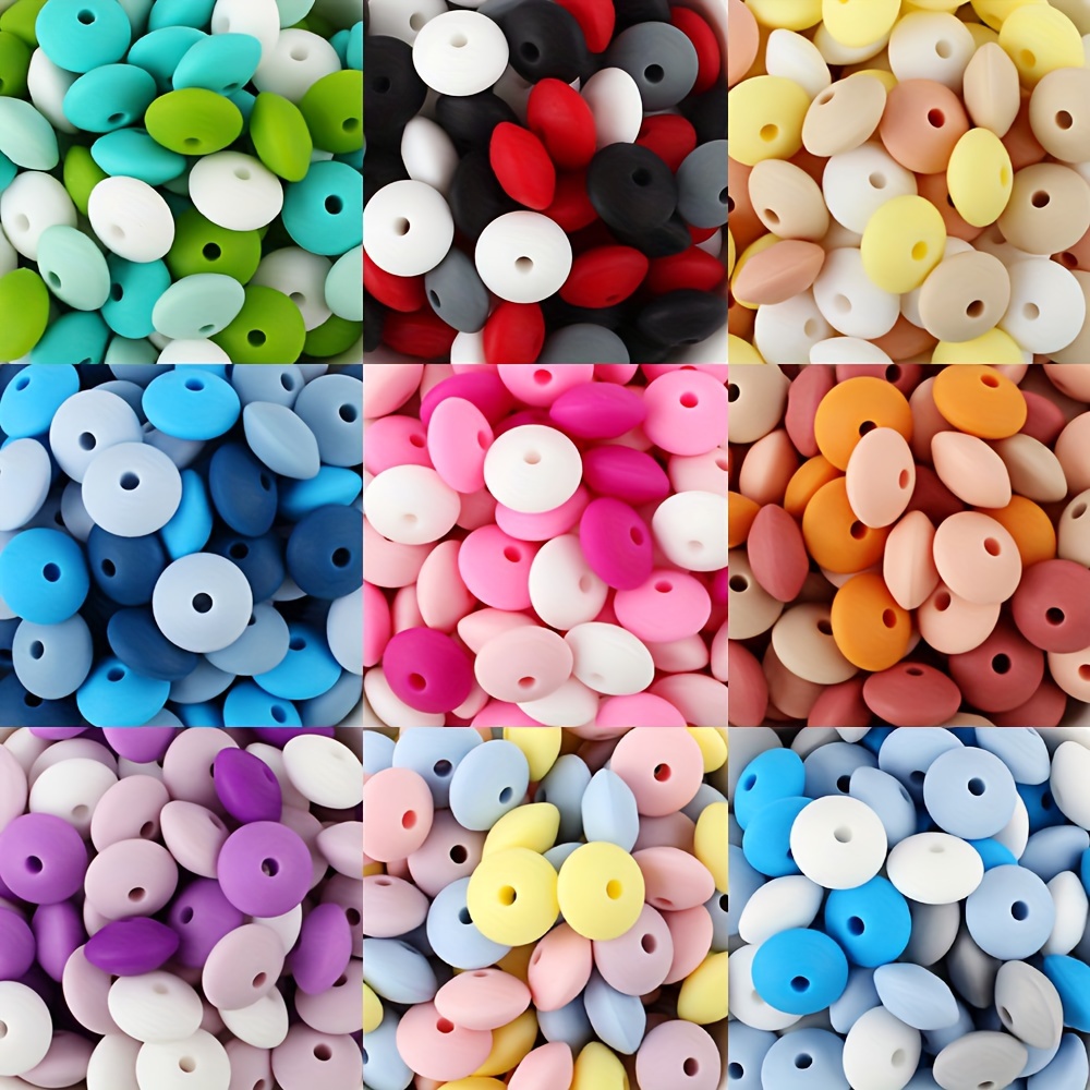 59PCS Silicone Beads, Mixed Beads for Keychian Making Craft Set Jewelry,  12mm Rubber Beads, 15mm Colorful Round Silicone Beads Bulk Assorted Beads