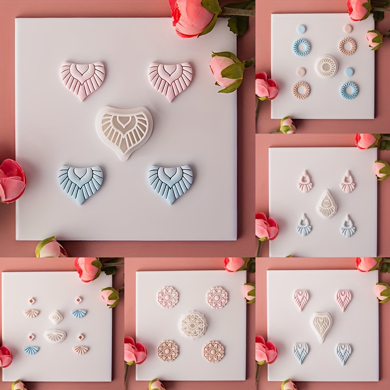 12pcs Polymer Clay Cutters Valentines Day, Valentines Polymer Clay Cutters  For Earrings Making, 12 Shapes Valentines