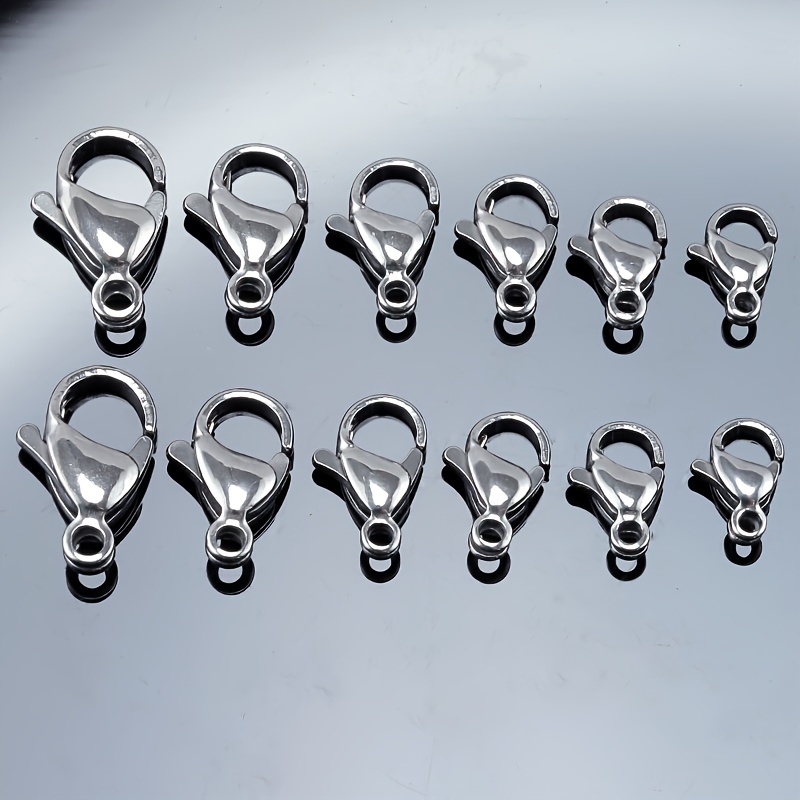 200 Pcs Lobster Clasps Curved (12x6mm) Stainless Steel Lobster Claw Clasps  for Bracelet Necklace Jewelry Making Findings Fastener Hook(White k)