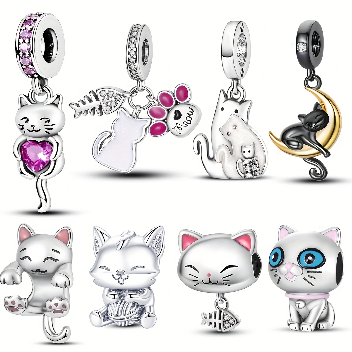 BENBO 16 Pcs Cat Charms for Jewelry Making, Colorful Acrylic Cat Charms  Pendants Cute Mini Kitty Pendant Animal Charm Bulk with Box for DIY  Bracelets