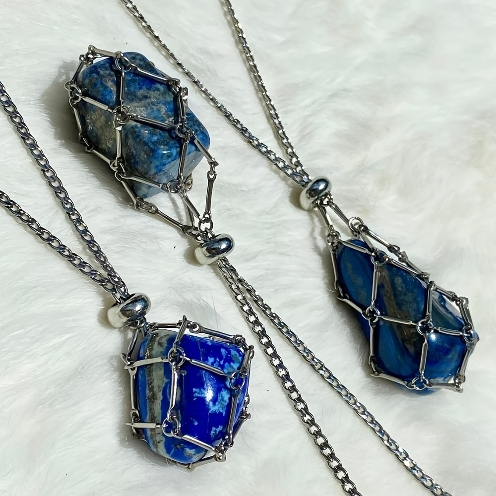 KIMI RAJI Crystal Cage Necklaces Holder - Stone Cage for Crystals, Necklace  Cord for Crystal, Quartz Raw Stone Necklace Cord, Crystal Pendants