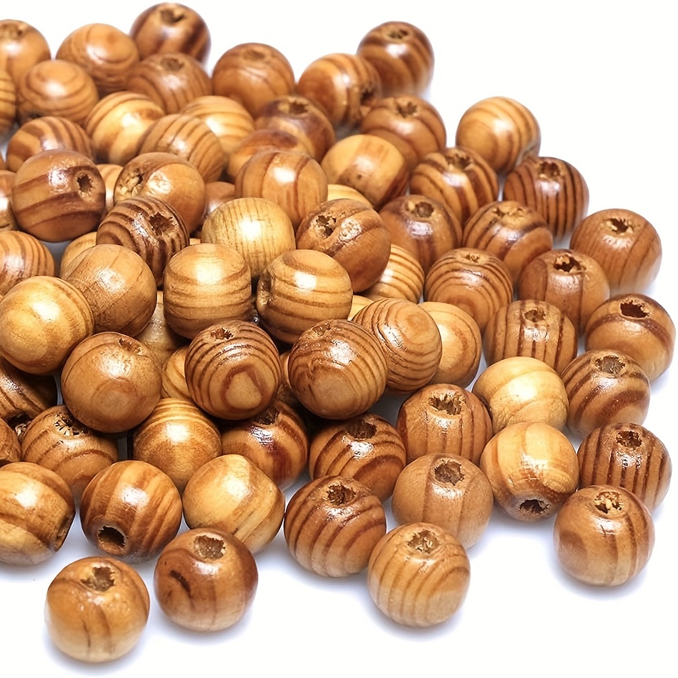 Mixed Pattern Natural Wood Beads Diy Skewers Beads Used To - Temu