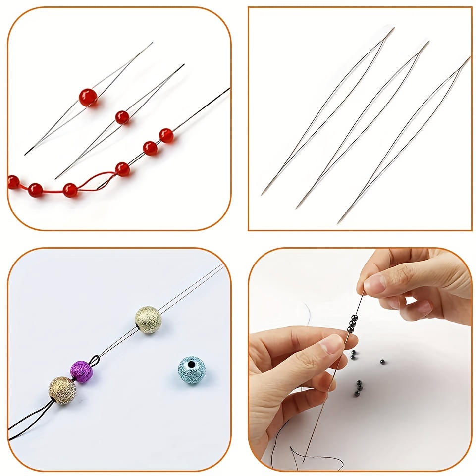 3/6PCS Curved Beading Needles Stainless Bead Spinner Needles Thin Bead  Needles for Jewelry Making Sewing Spin Bead DIY Craft