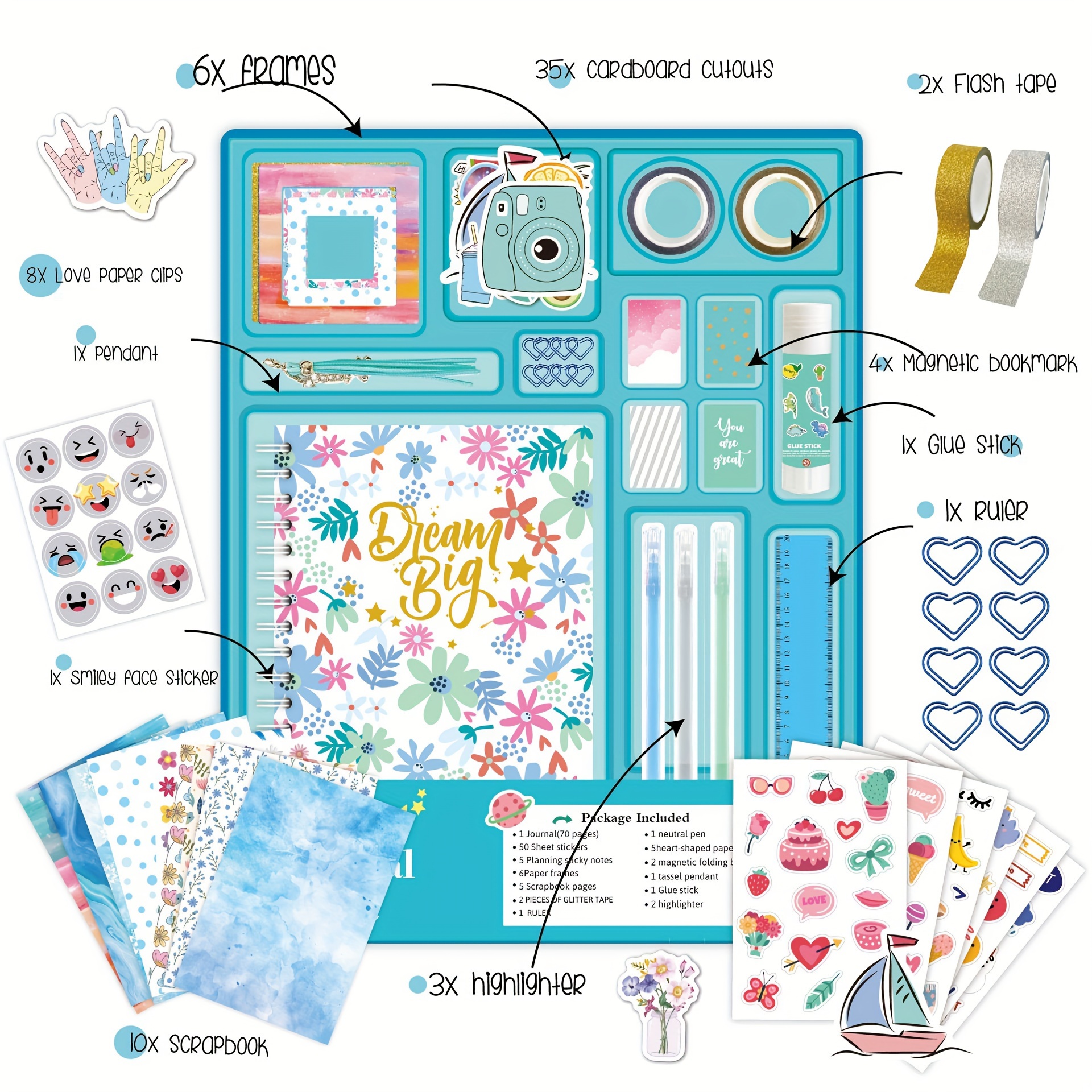 DIY Journal Set, Creative Writing Journal Scrapbook Kit for Teens