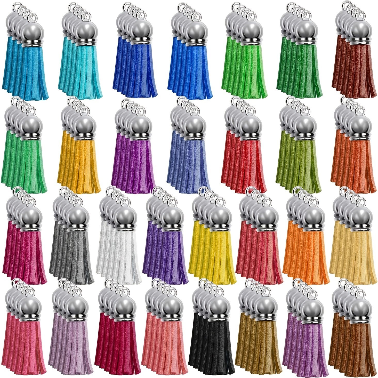 Keychain Tassles, Cridoz 300pcs Bulk Keychains Ring Set Includes 50pcs Tassels for Crafts, 50pcs Keychain Clips, 50pcs Key Chain Rings, 100pcs Jump