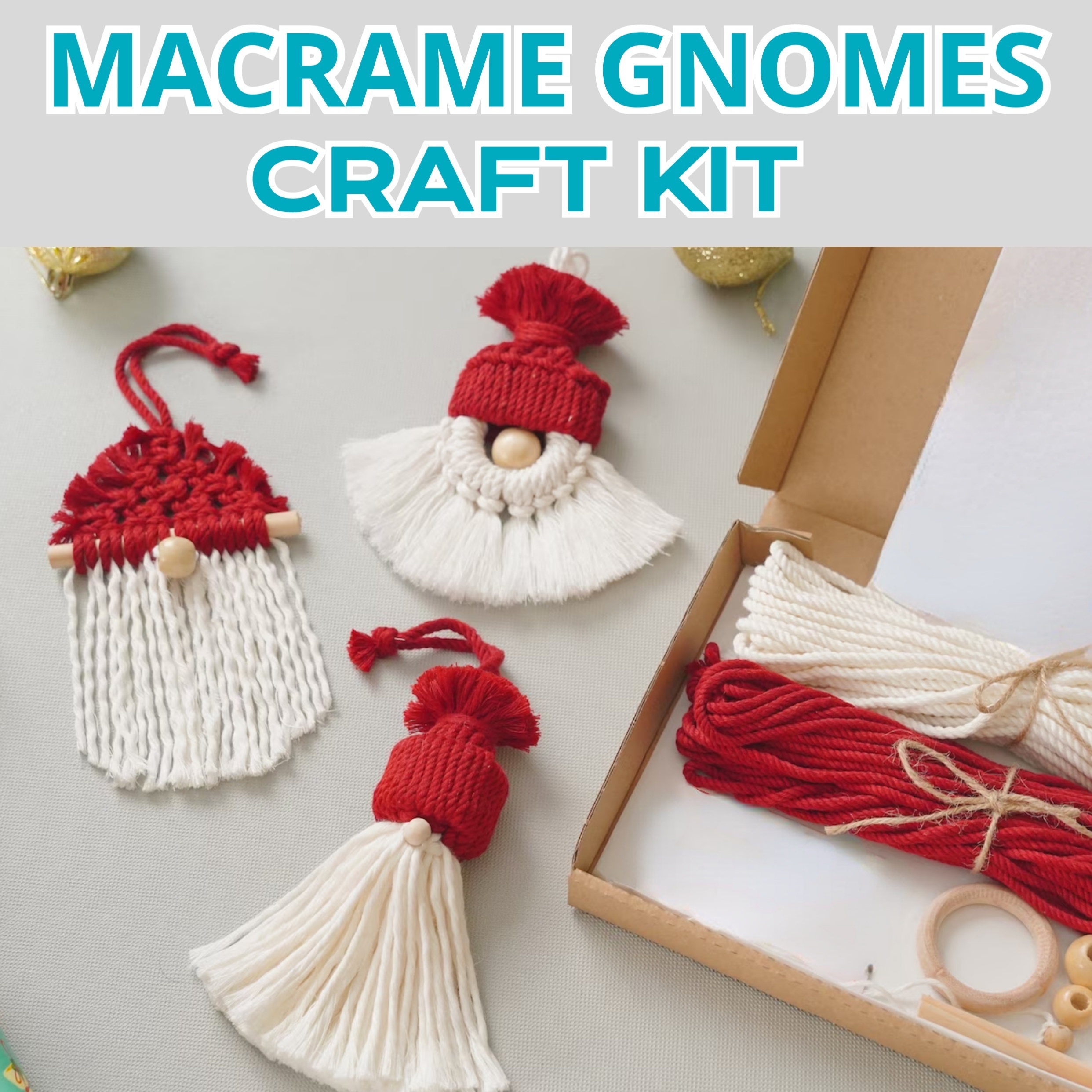 Macrame DIY Candy Cane Craft Kit, Adult Craft Kit, Christmas