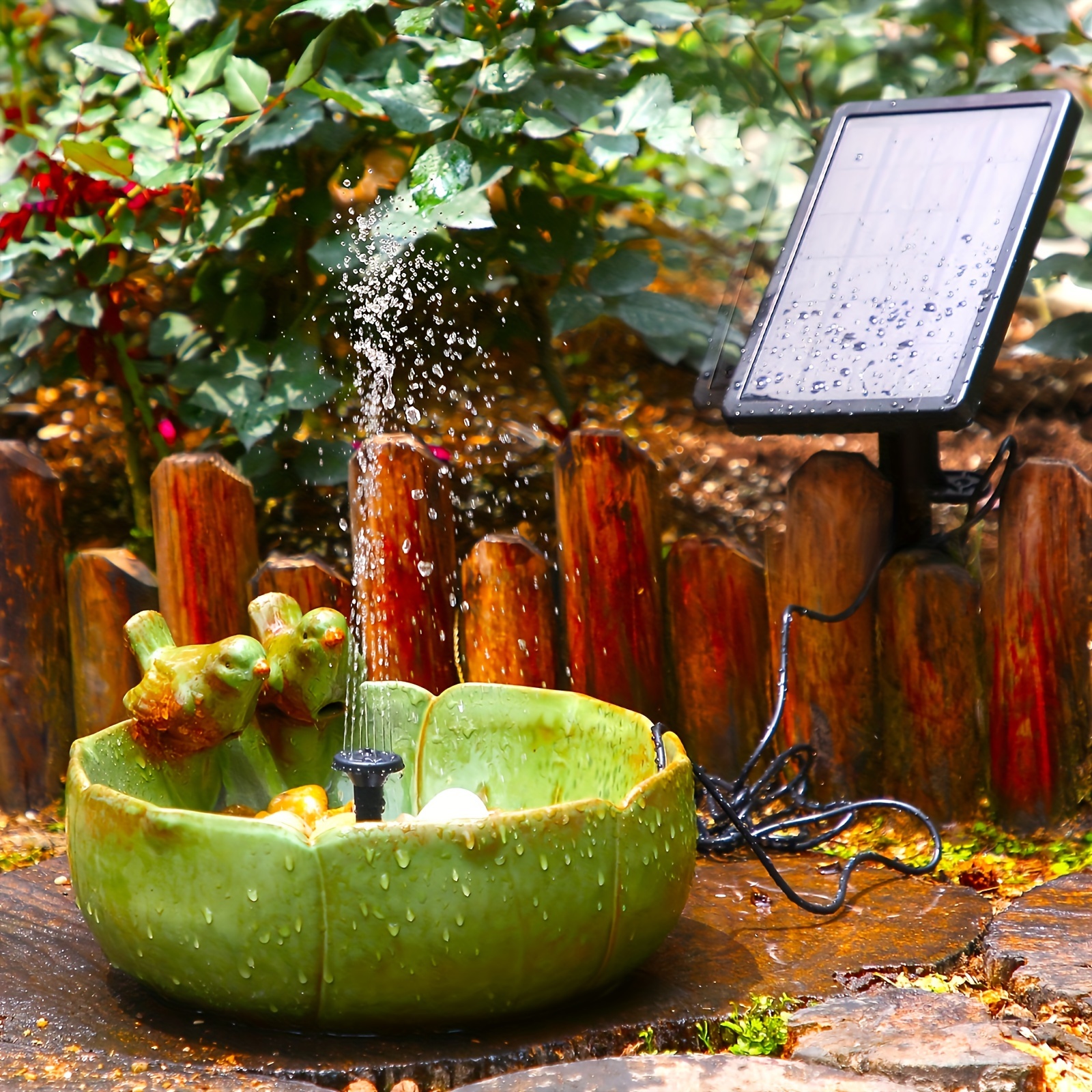 Fontaine d'eau extérieure Jardin 3 Bol en Cascade Solaire LED  caractéristique de l'eau Fontaine Ornement extérieur décor