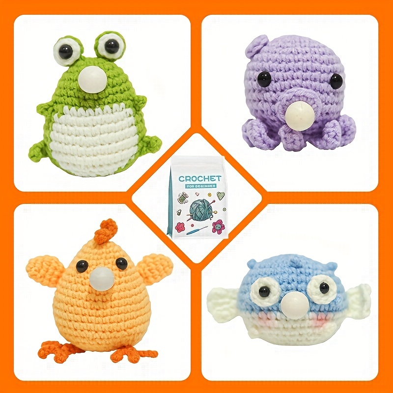 Learn to Crochet Kits for Adults Beginner- Crochet Kit for Beginners Adults  - Crochet Animal Kit 4pc Animals for Kids with Step-by-Step Video