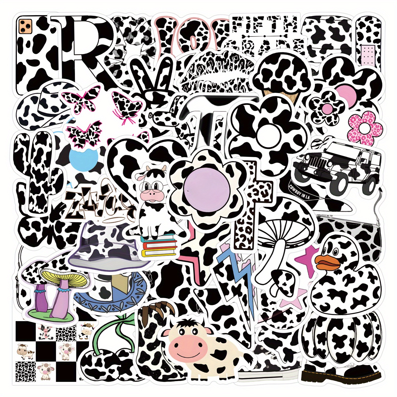 Mini Cow Print Vinyl Sticker Waterproof Stickers Aesthetic 