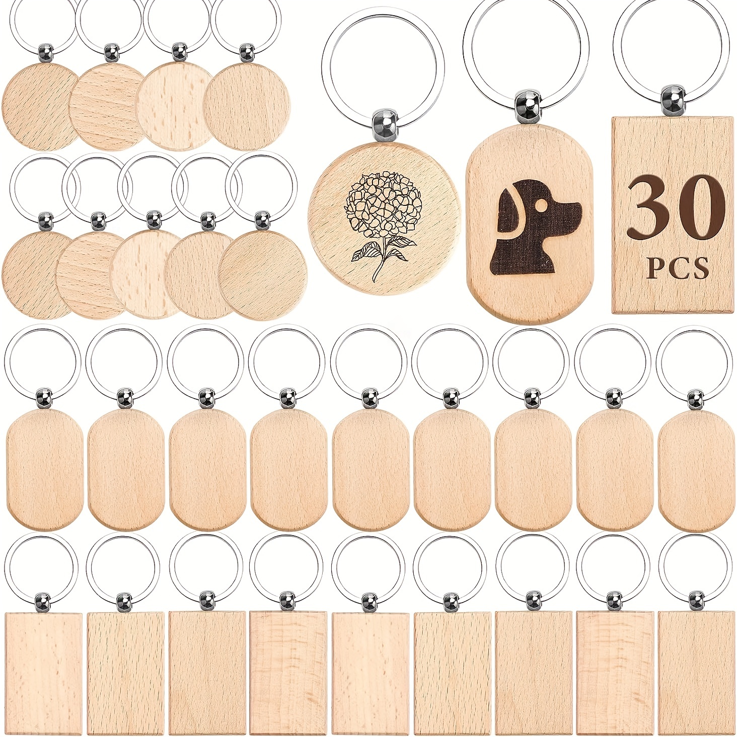30pcs Hollow Bottom Half Circle Shape Wood Jewelry Accessories, DIY Unfinished Natural Wood Earrings Blanks,Laser Cut Wood Blanks (2)