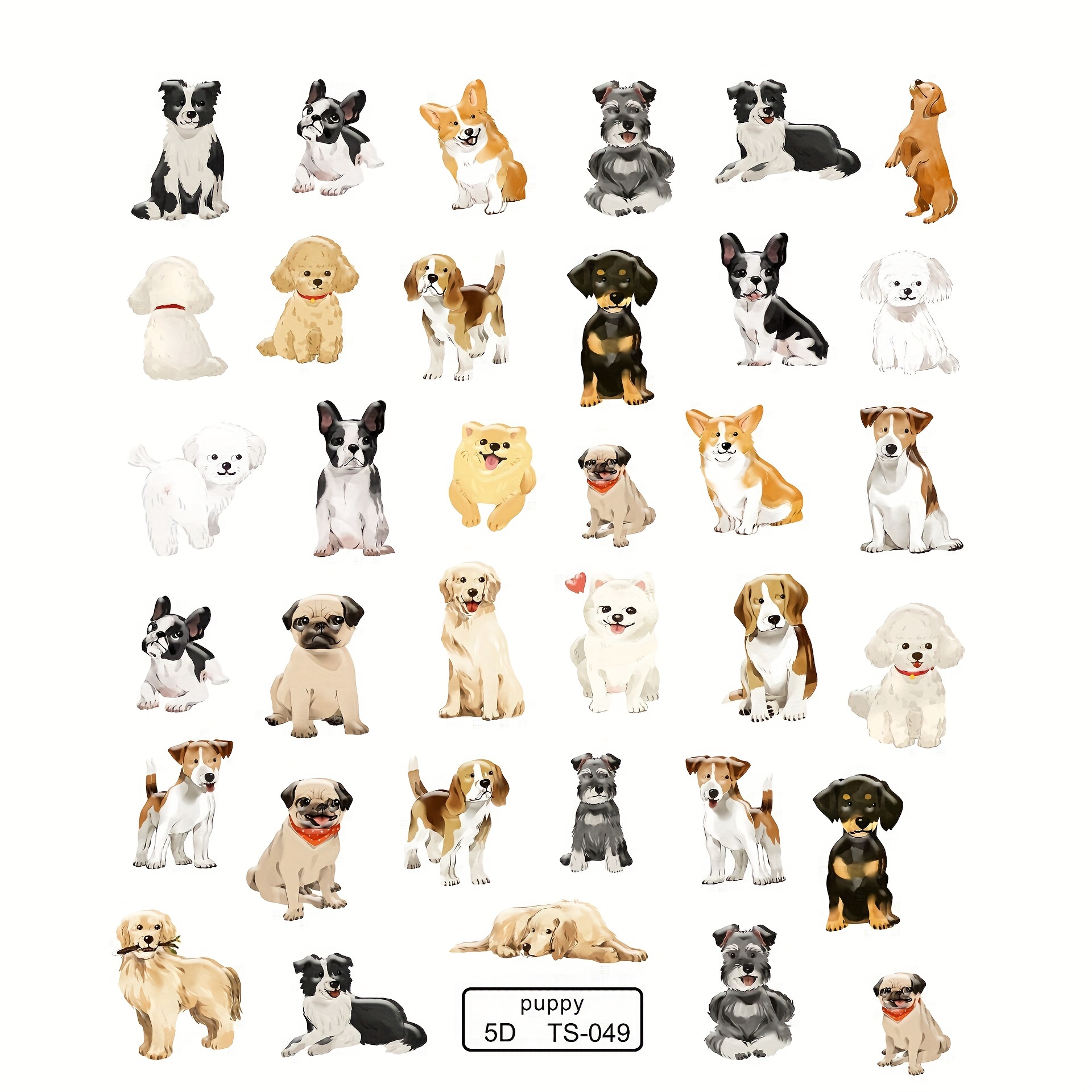 6 Quadros Cachorros Fofinhos Dog Pet 15 cm Cada em Relevo Decoração