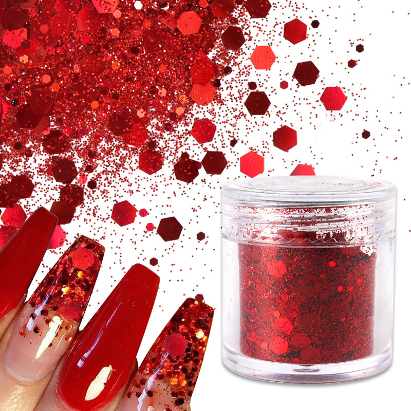 10ml Holographic Chunky Glitter Nail Sequins Red Valentines Day
