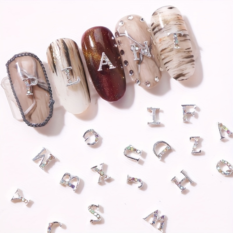 1pcs Dangle Nail Piercing Charms Alphabet Letter Alloy 3D Nail 