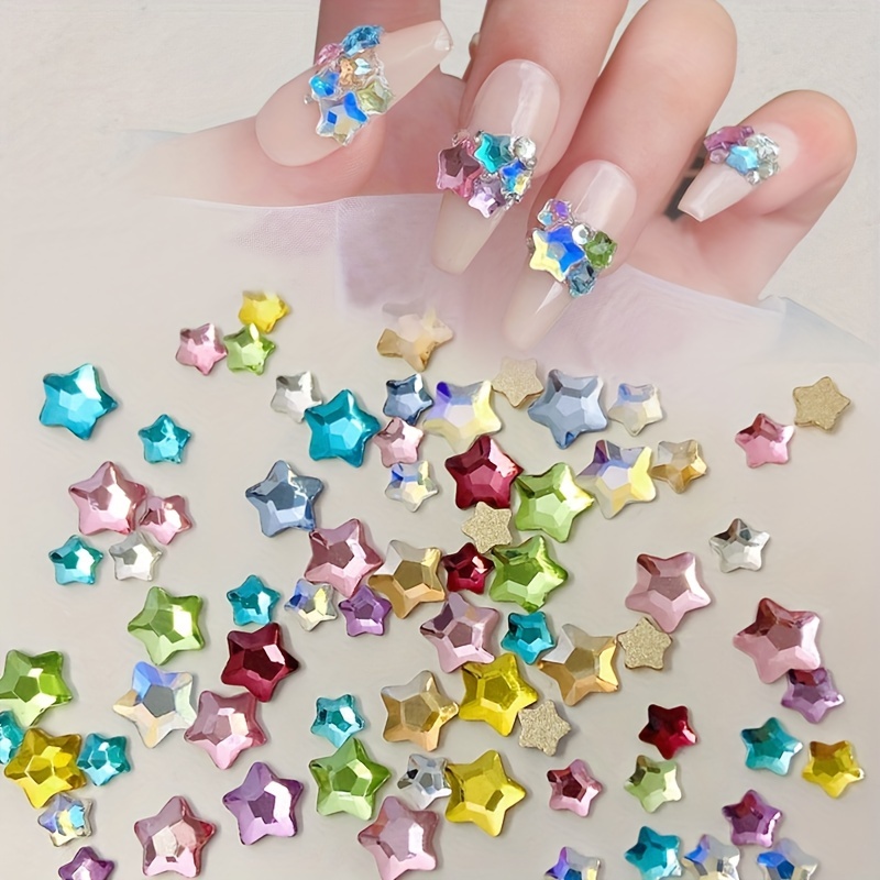  20 Pcs Star Nail Charms, MIKIMIQI Alloy Rhinestones Star Charms  for Nails Shiny Diamonds Star Nail Art Charms 3D Star Nail Gems for Nail  Art Craft Star Manicure Accessories, Silver 