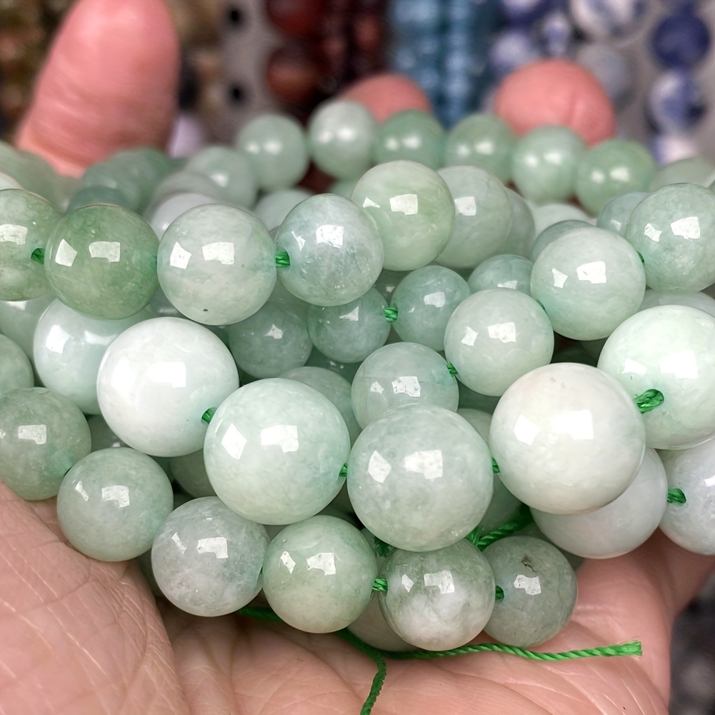 Emerald Jade Color Crystal Jade Round Loose Beads For - Temu