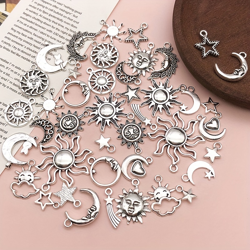 10pcs/20pcs DIY Vintage Alloy Sun Small Pendant Charms Bulk for Keychain Necklace Earrings Jewelry Making Supplies Multicolor Optional,Temu
