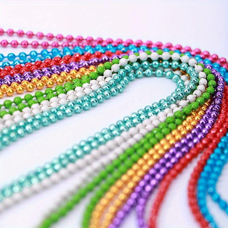 33 Inch 7 mm Metallic Purple Bead Necklaces, 6pcs Mardi Gras Beads