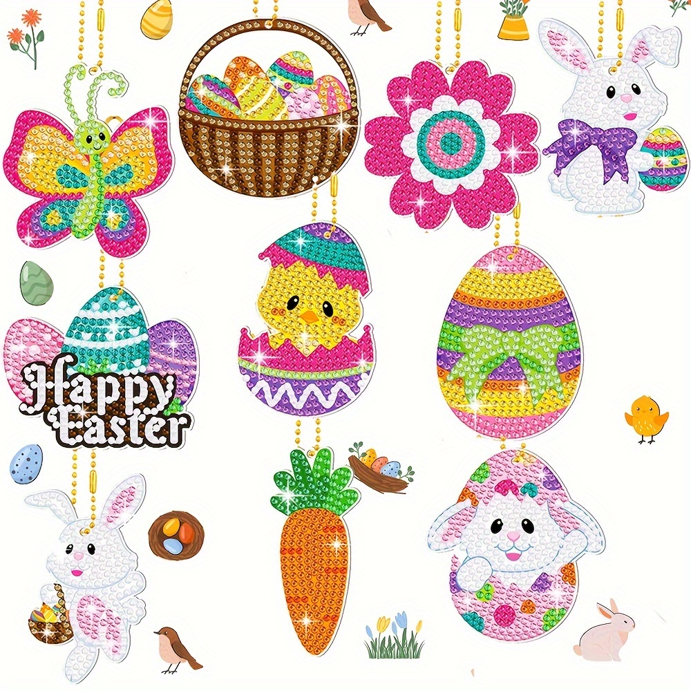 12Pcs Easter Diamond Painting Stickers Kits for Kids, DIY 5D Easter Day Egg  Chicks Bunny Diamonds by Number Kit Handmade Art Craft Digital Rhinestone  Mosaic Stickers for Boys Girls Adult Beginners