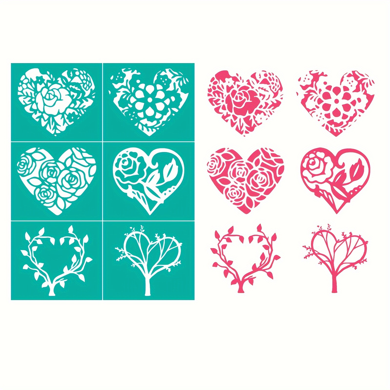 3x/Set Silkscreen-Print Kit Love-Heart Silk Screen Stencils DIY