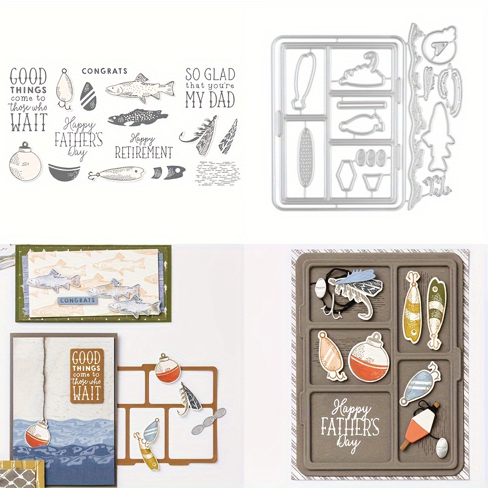 Happy Father's Day / Go Fishing Sellos Transparentes Y Troqueles De Metal  Tarjeta De Scrapbooking Sello De