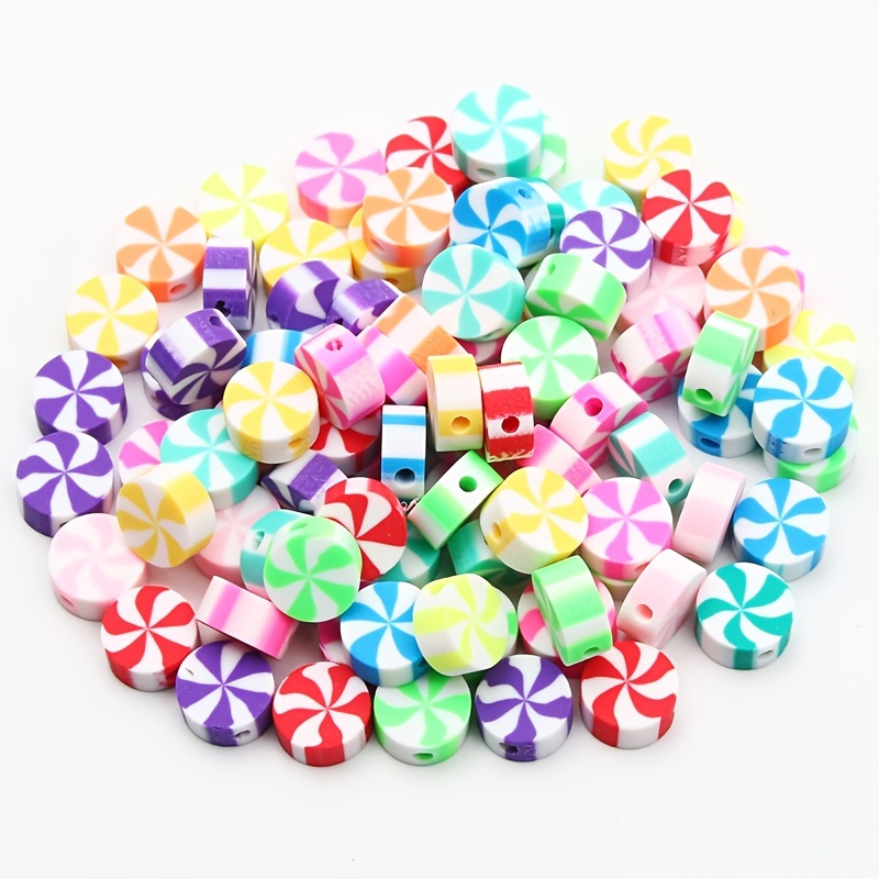 200pcs White Acrylic Flat Round Heart Beads 7mm Pony Disc Coin with  Multicolor Enamel Heart Loose Beads Spacers for DIY Jewelry Bracelet Making