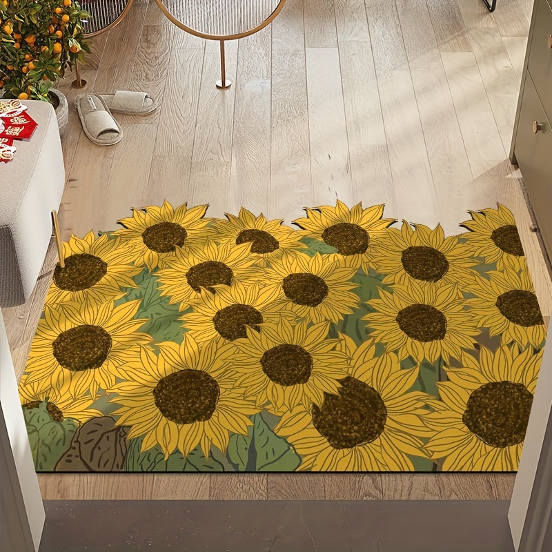 Takashi Murakami Smiley Face Rug, Chair Mat Takashi Murakami Sunflower,  Cool Floor Rug, Carpet Room Doormat Non-Slip, Rainbow Flower Rug