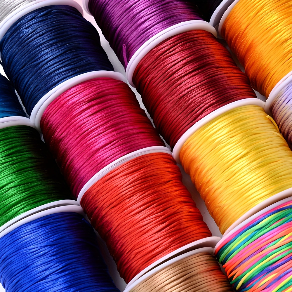 Cuerda elástica multicolor de 109 yardas de 0.079 in, cuerda elástica hecha  a mano para coser y pulseras, collares, fabricación de joyas