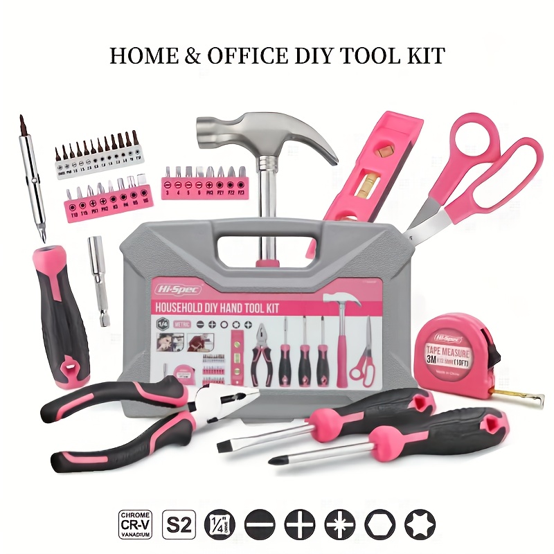  Kit de herramientas para el hogar de 39 piezas, juego de  herramientas básicas pequeñas para el hogar con caja de herramientas de  plástico, ideal para estudiantes universitarios, uso doméstico y más 