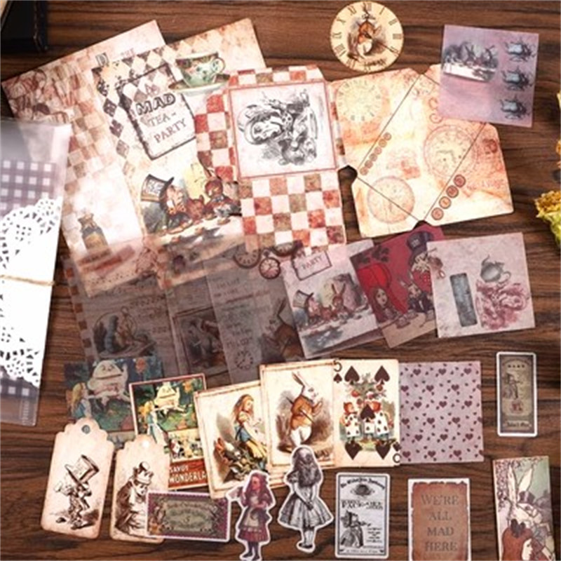 100 Pcs Vintage Scrapbook Supplies Pack for Junk Journal Art Trash Magazine  Ephemera Planner Sticker,Alice in Wonderland - AliExpress