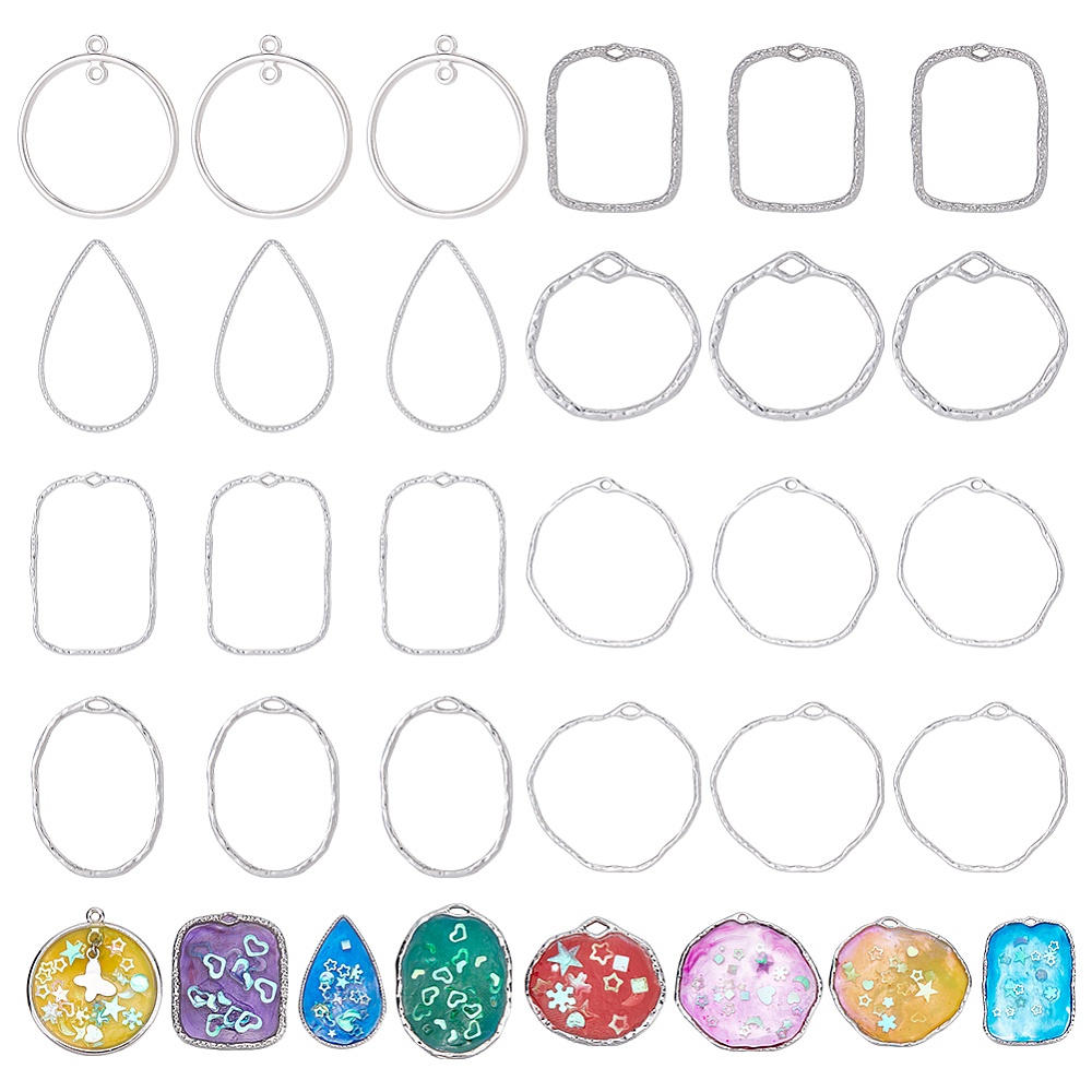  ALEXCRAFT Open Bezels for Resin, 80Pcs 2 Colors 10 Styles  Hollow Frames Pendants Resin Jewelry Making Supplies Resin Necklace Pendant  Mold : Clothing, Shoes & Jewelry