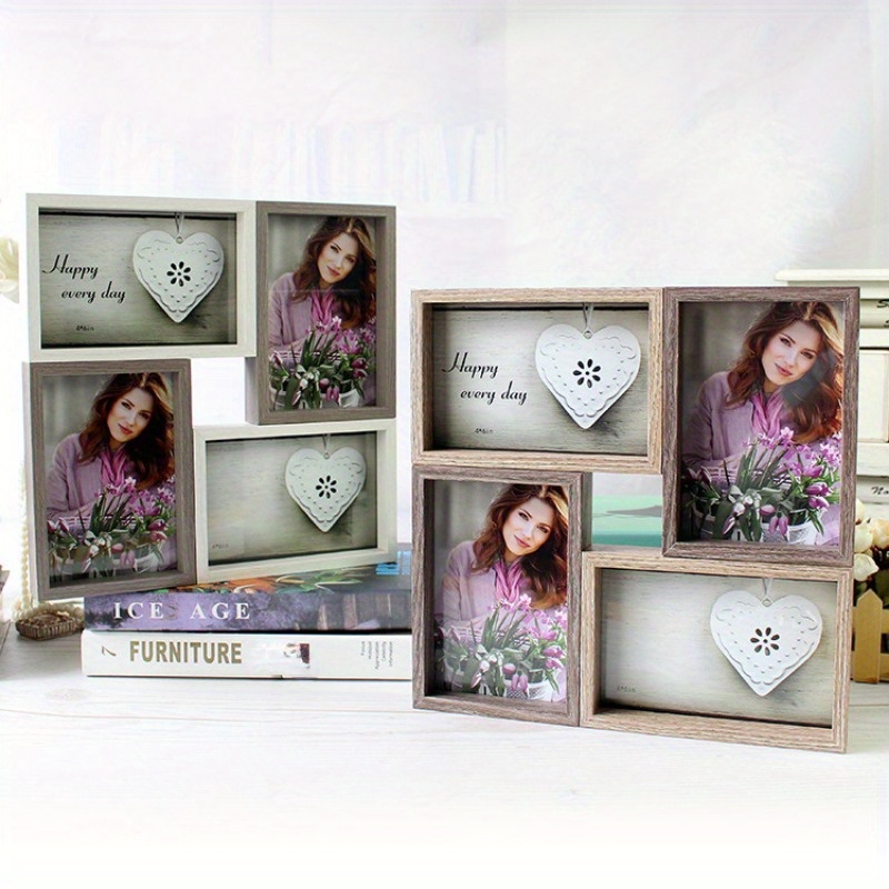 Afuly 3 Picture Frame 5x7 4x6 Black Picture Frames Collage Hinged Folding  Triple Photo Frames Home Decor for Desktop Unique Gifts for Valentines Day